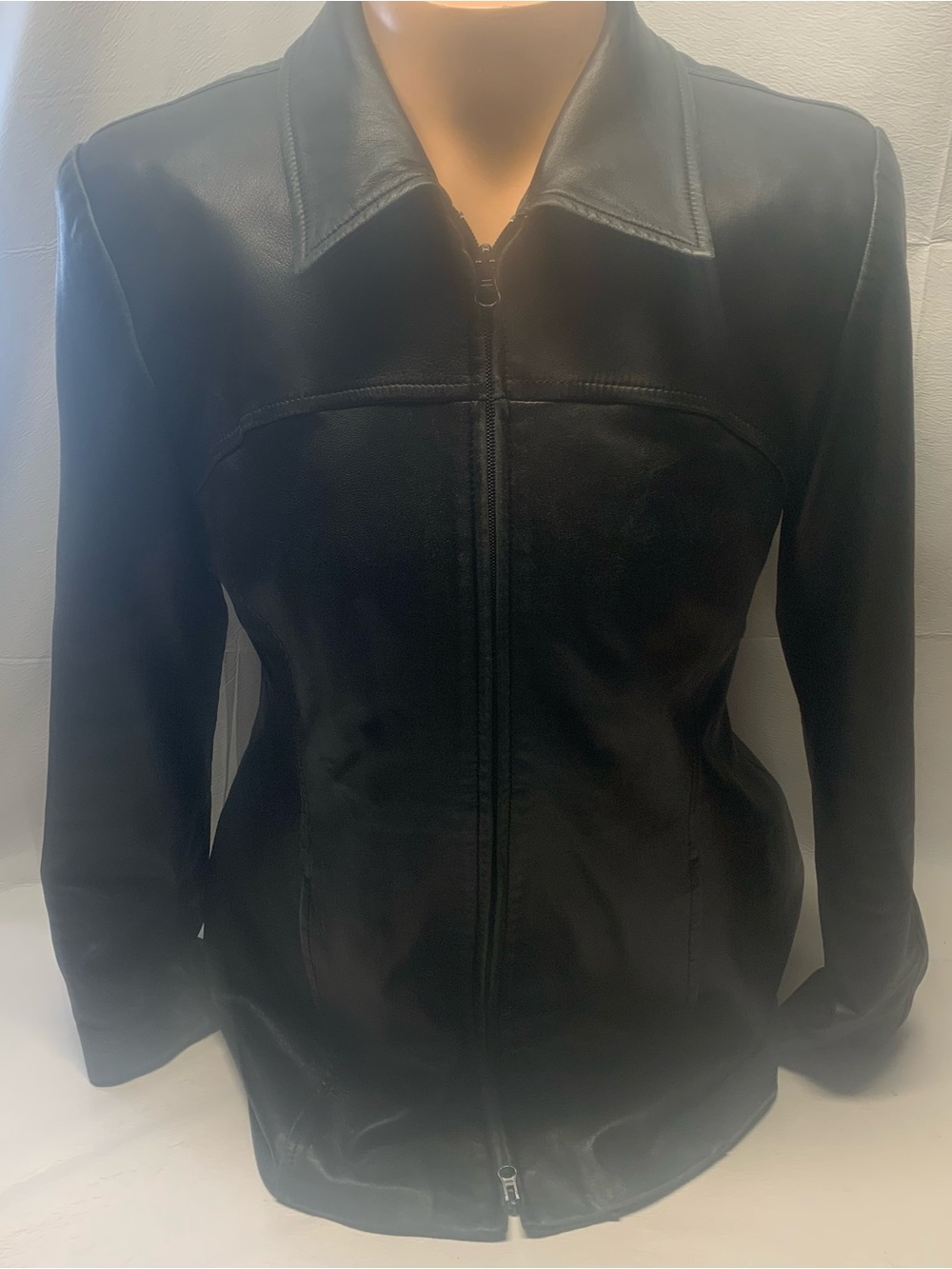 Large danier black leather jacket